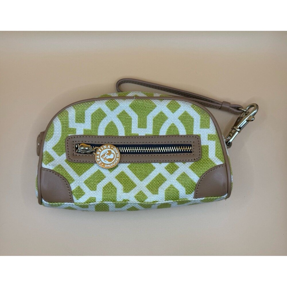Spartina 449 Green and White Wristlet Clutch